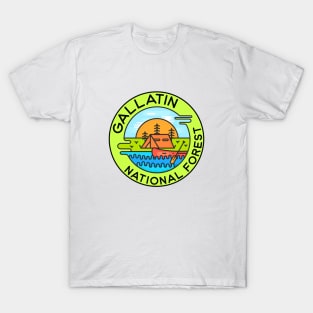 Gallatin National Forest Montana Camping Canoe T-Shirt